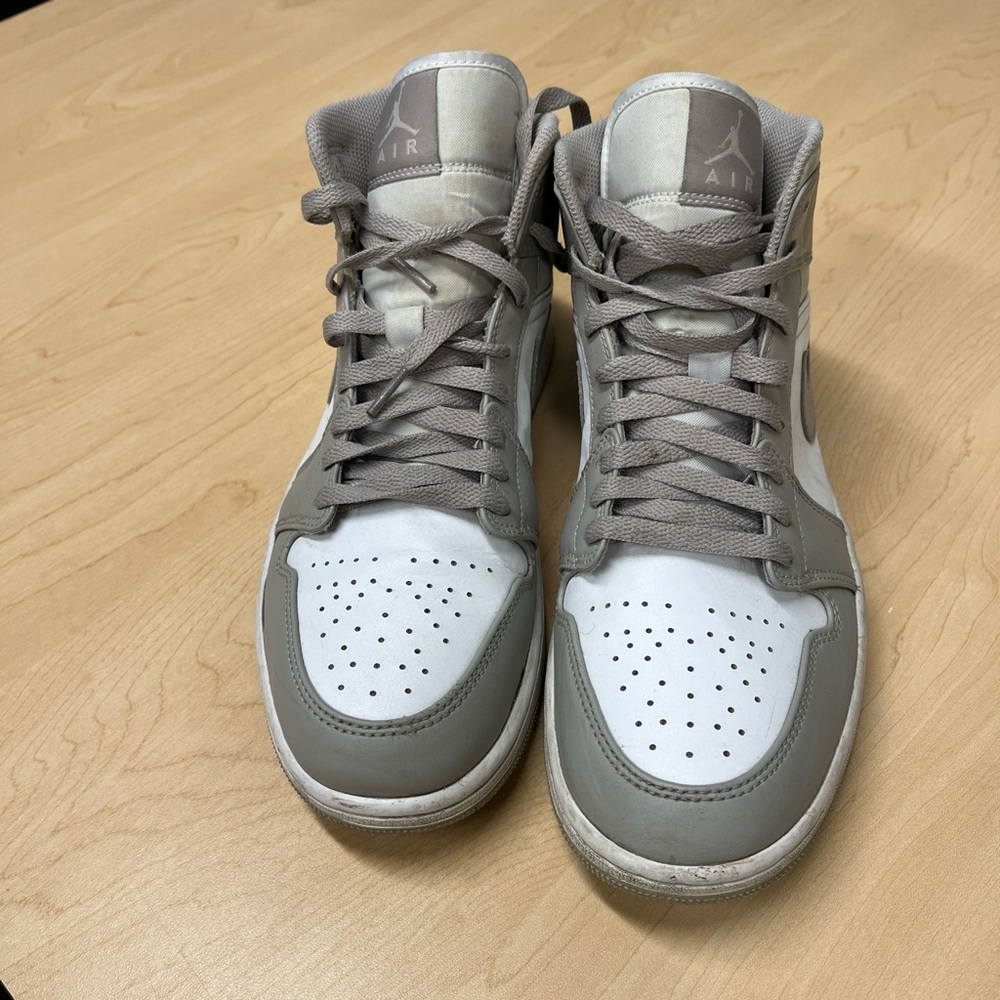 Jordan Gray and White High-Top Sneakers